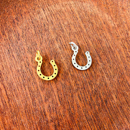 Horseshoe Charms with Attached Jump Rings (Silver or Gold), 5 Total, Metal Blank #301