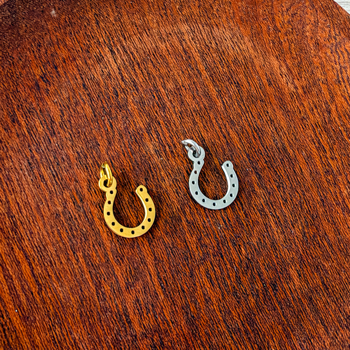 Horseshoe Charms with Attached Jump Rings (Silver or Gold), 5 Total, Metal Blank #301
