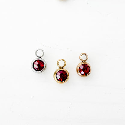 6mm Cubic Zirconia Round Birthstone Charms, 5 Pieces Total, Birthstone #1