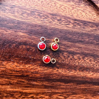 6mm Cubic Zirconia Round Birthstone Charms, 5 Pieces Total, Birthstone #1