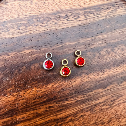 6mm Cubic Zirconia Round Birthstone Charms, 5 Pieces Total, Birthstone #1