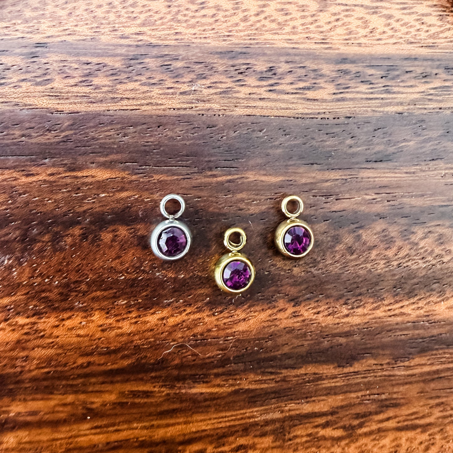 6mm Cubic Zirconia Round Birthstone Charms, 5 Pieces Total, Birthstone #1