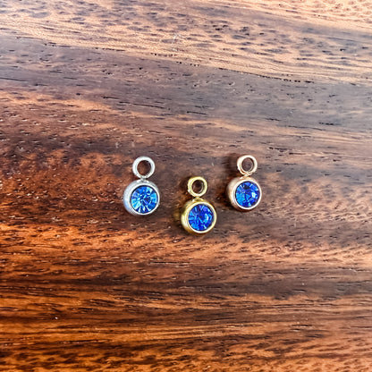 6mm Cubic Zirconia Round Birthstone Charms, 5 Pieces Total, Birthstone #1