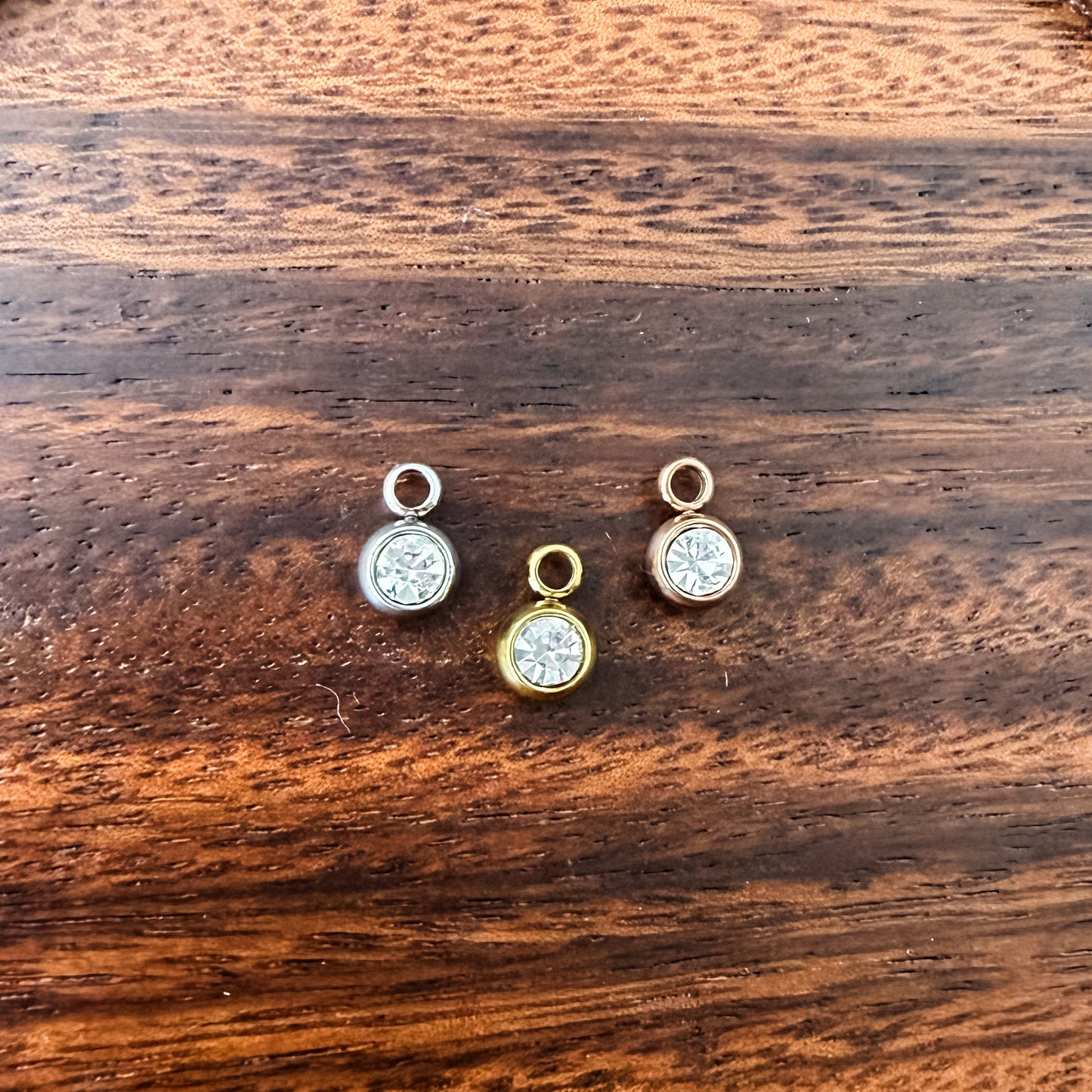 6mm Cubic Zirconia Round Birthstone Charms, 5 Pieces Total, Birthstone #1