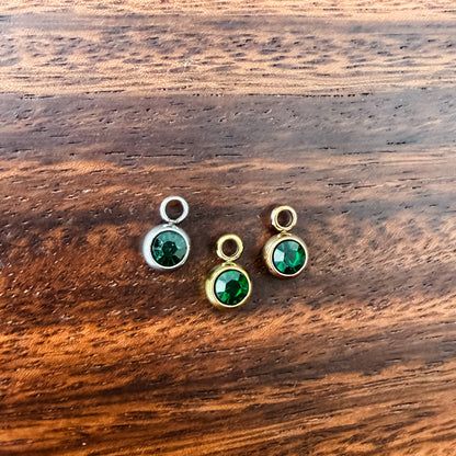 6mm Cubic Zirconia Round Birthstone Charms, 5 Pieces Total, Birthstone #1