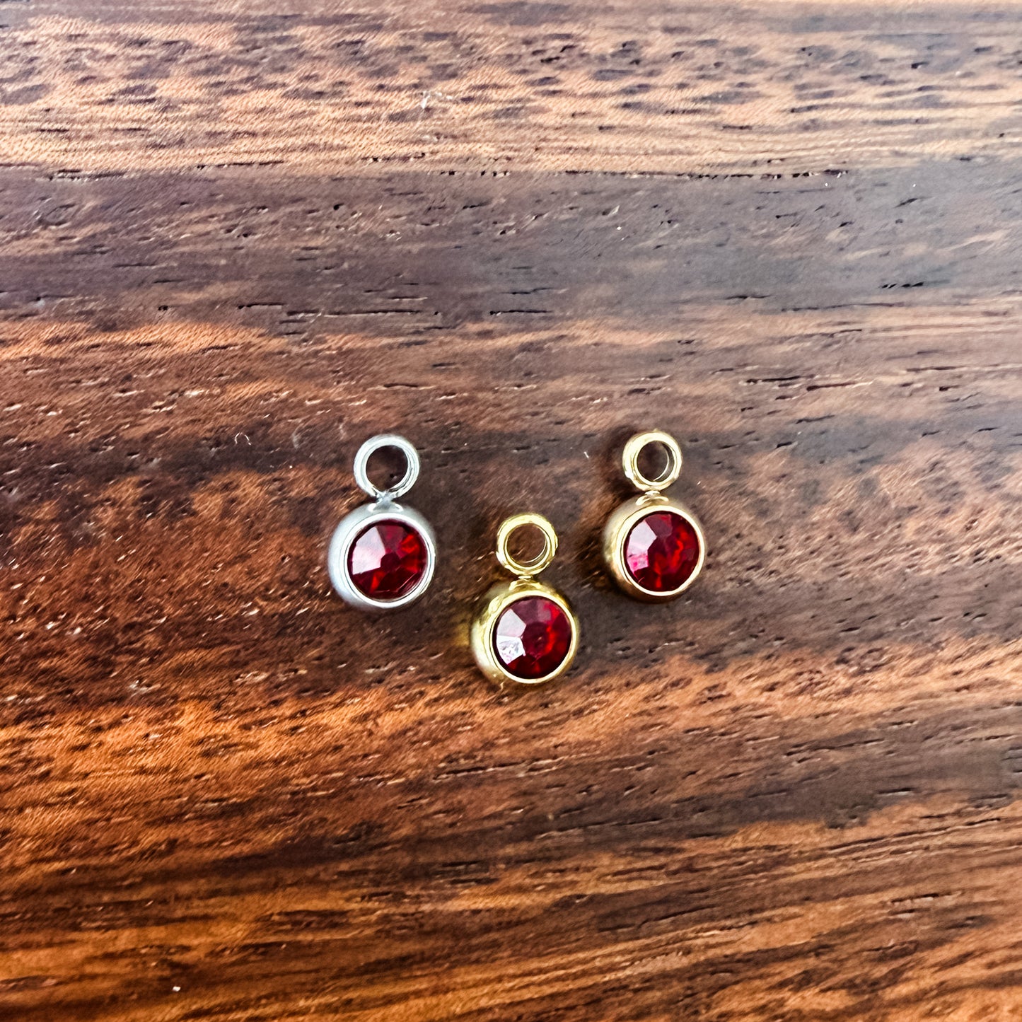 6mm Cubic Zirconia Round Birthstone Charms, 5 Pieces Total, Birthstone #1