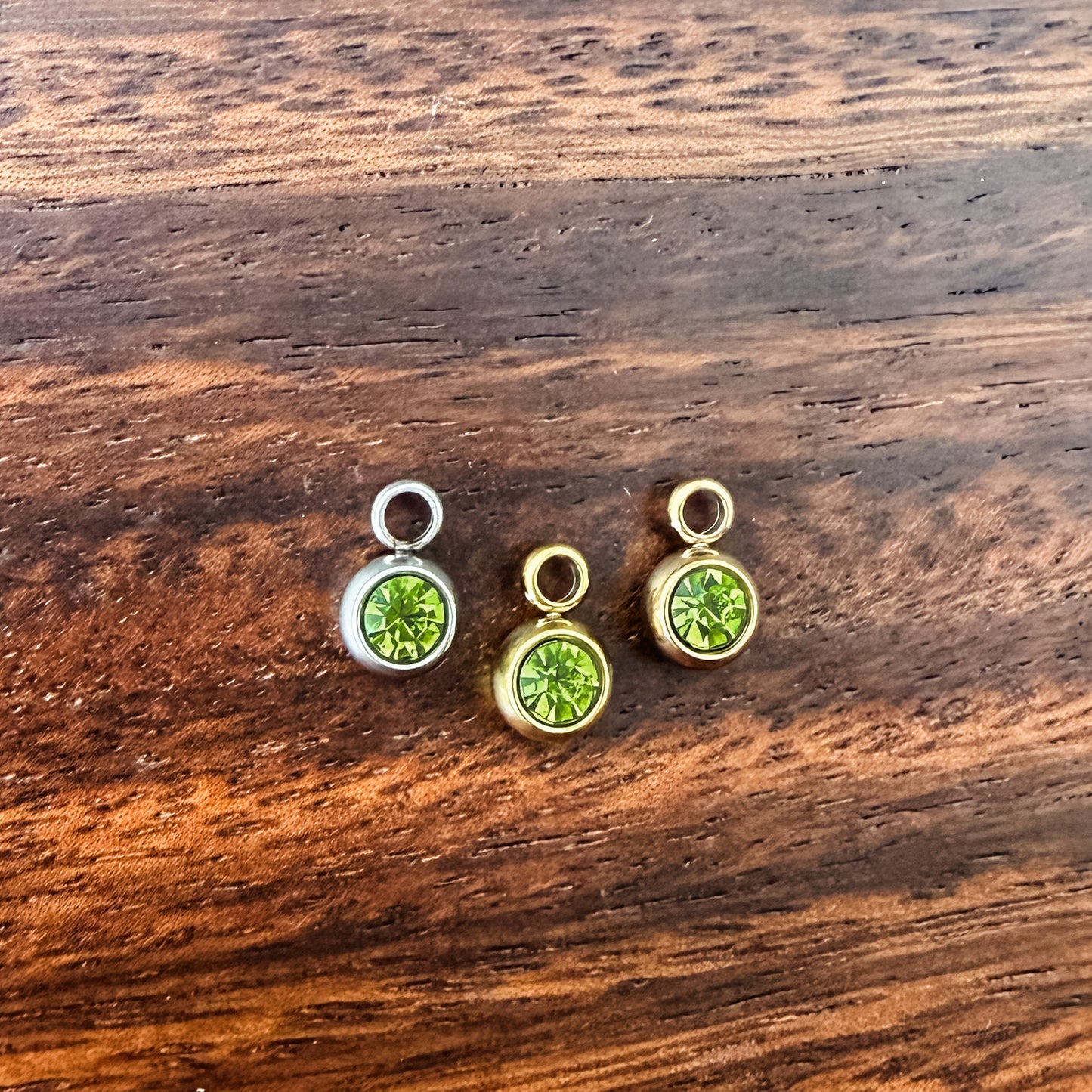 6mm Cubic Zirconia Round Birthstone Charms, 5 Pieces Total, Birthstone #1