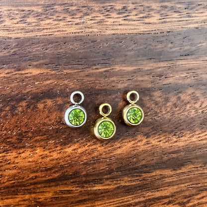 6mm Cubic Zirconia Round Birthstone Charms, 5 Pieces Total, Birthstone #1