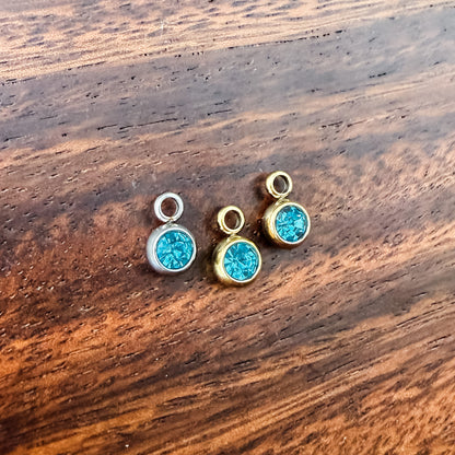 6mm Cubic Zirconia Round Birthstone Charms, 5 Pieces Total, Birthstone #1