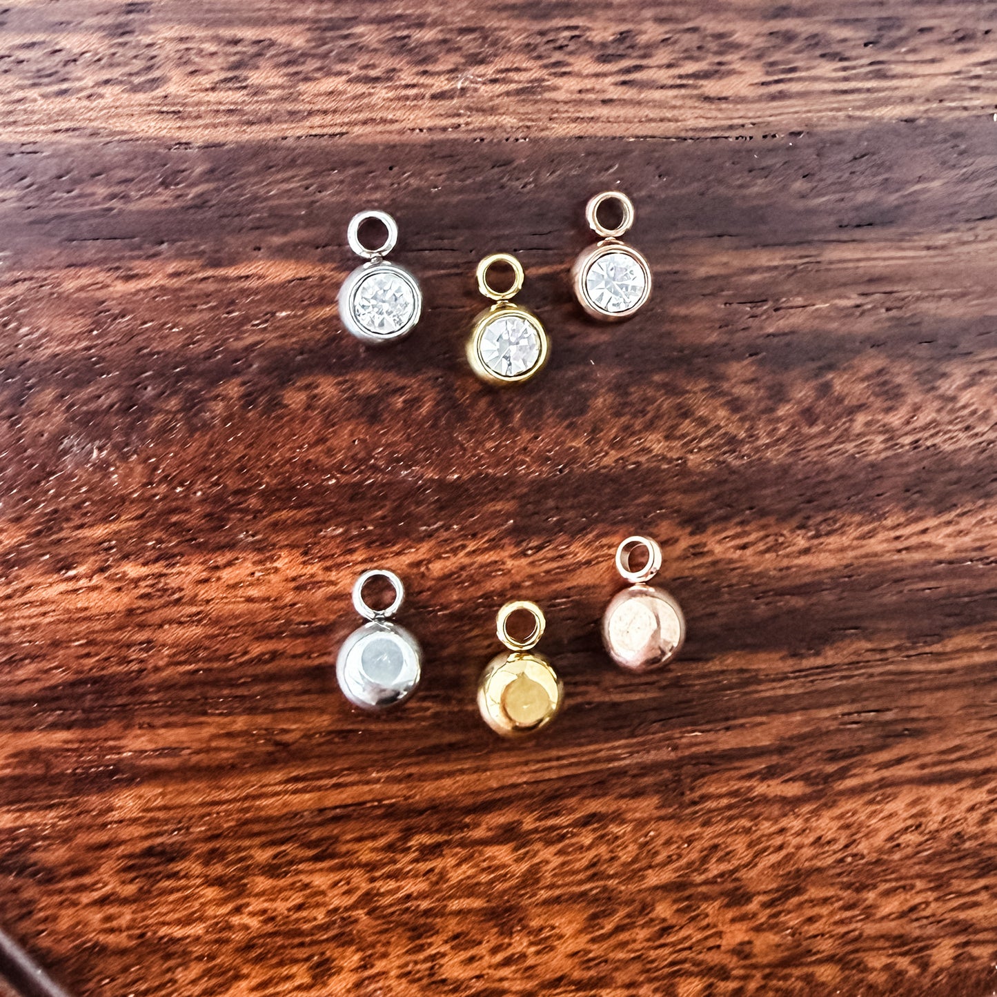 6mm Cubic Zirconia Round Birthstone Charms, 5 Pieces Total, Birthstone #1