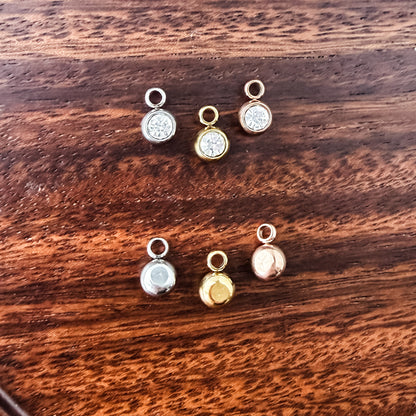 6mm Cubic Zirconia Round Birthstone Charms, 5 Pieces Total, Birthstone #1