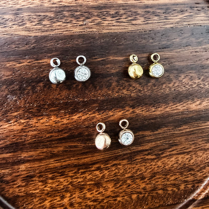 6mm Cubic Zirconia Round Birthstone Charms, 5 Pieces Total, Birthstone #1