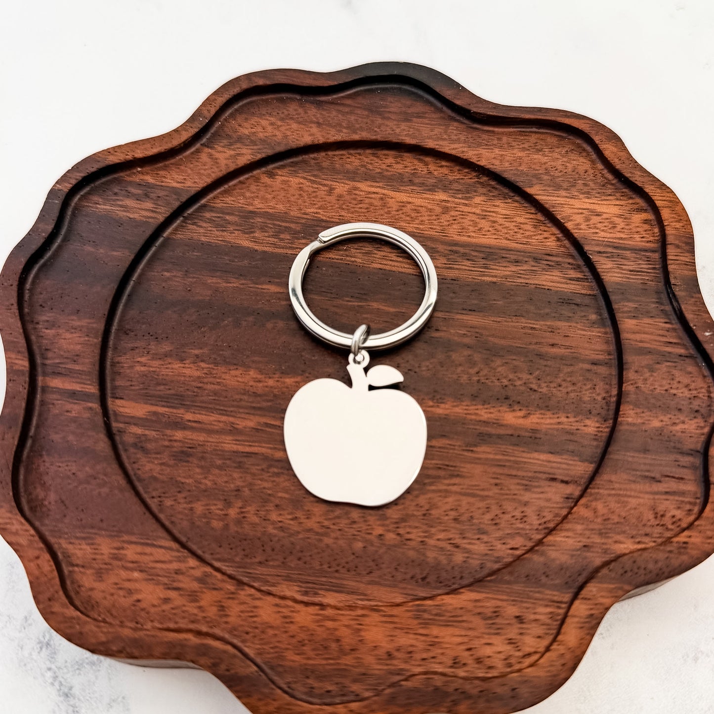 Apple Keychain (Silver), 1 Piece Total, Metal Blank #283