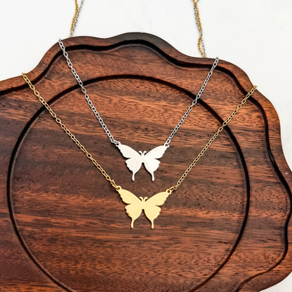 Classic Butterfly Necklace (Silver or Gold), 1 Total, Metal Blank #287