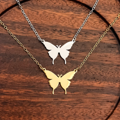 Classic Butterfly Necklace (Silver or Gold), 1 Total, Metal Blank #287