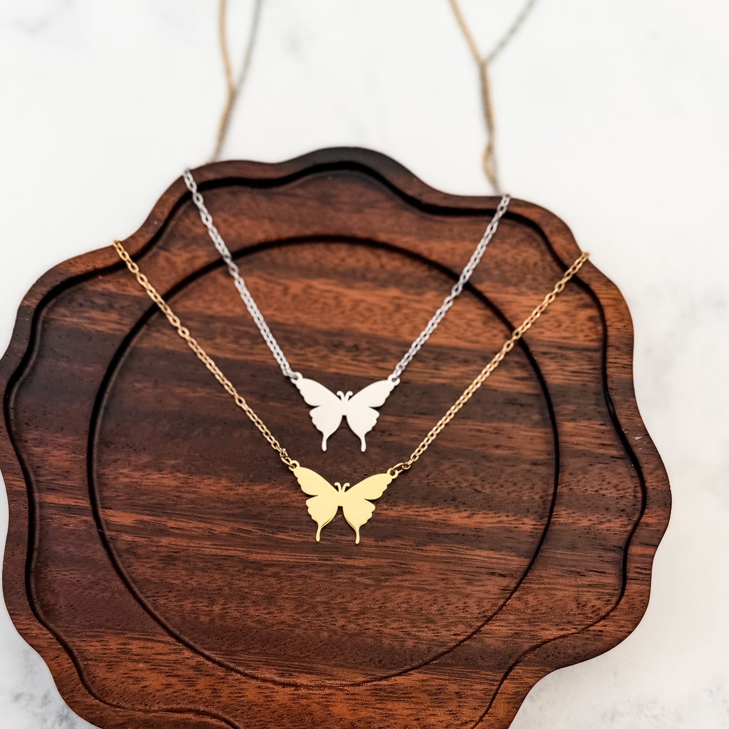 Classic Butterfly Necklace (Silver or Gold), 1 Total, Metal Blank #287