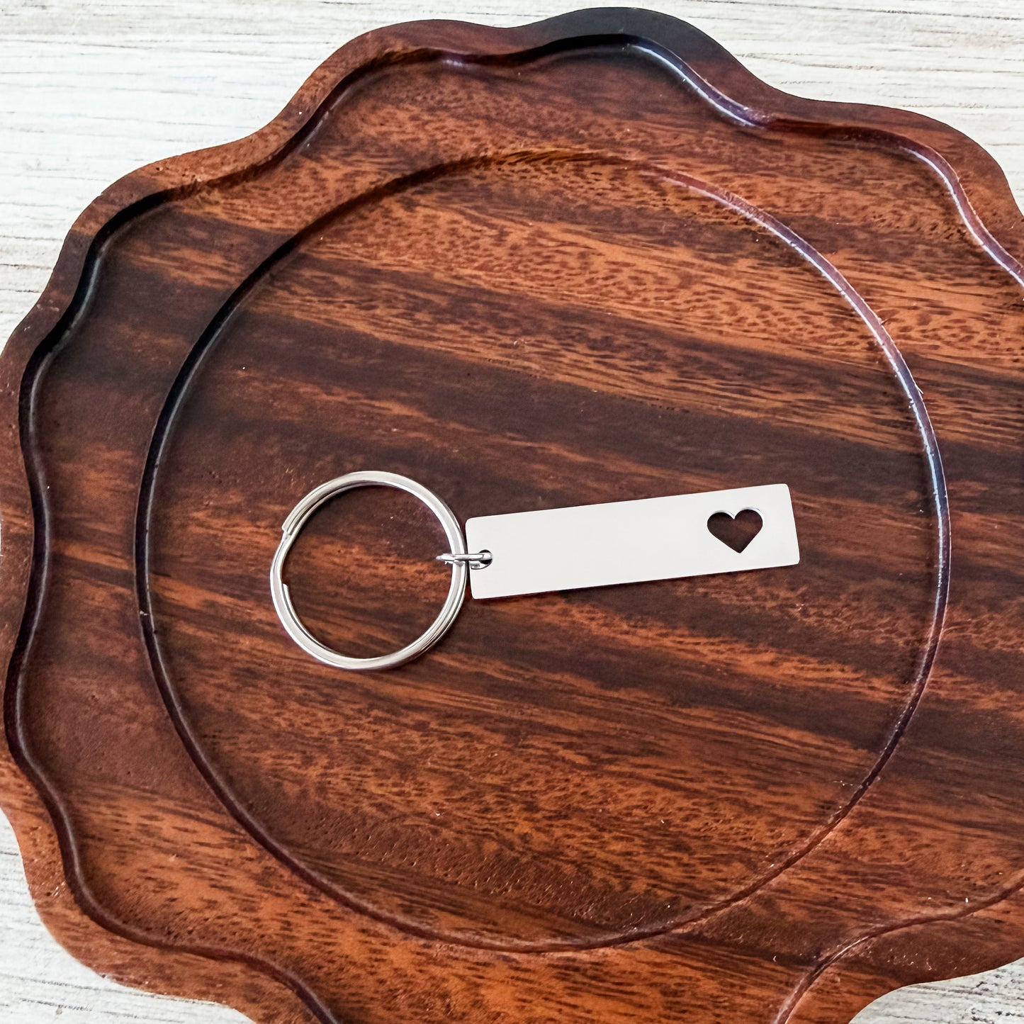 Heart Cutout Bar Keychain (Silver), 1 Total, Metal Blank #250