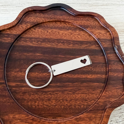 Heart Cutout Bar Keychain (Silver), 1 Total, Metal Blank #250
