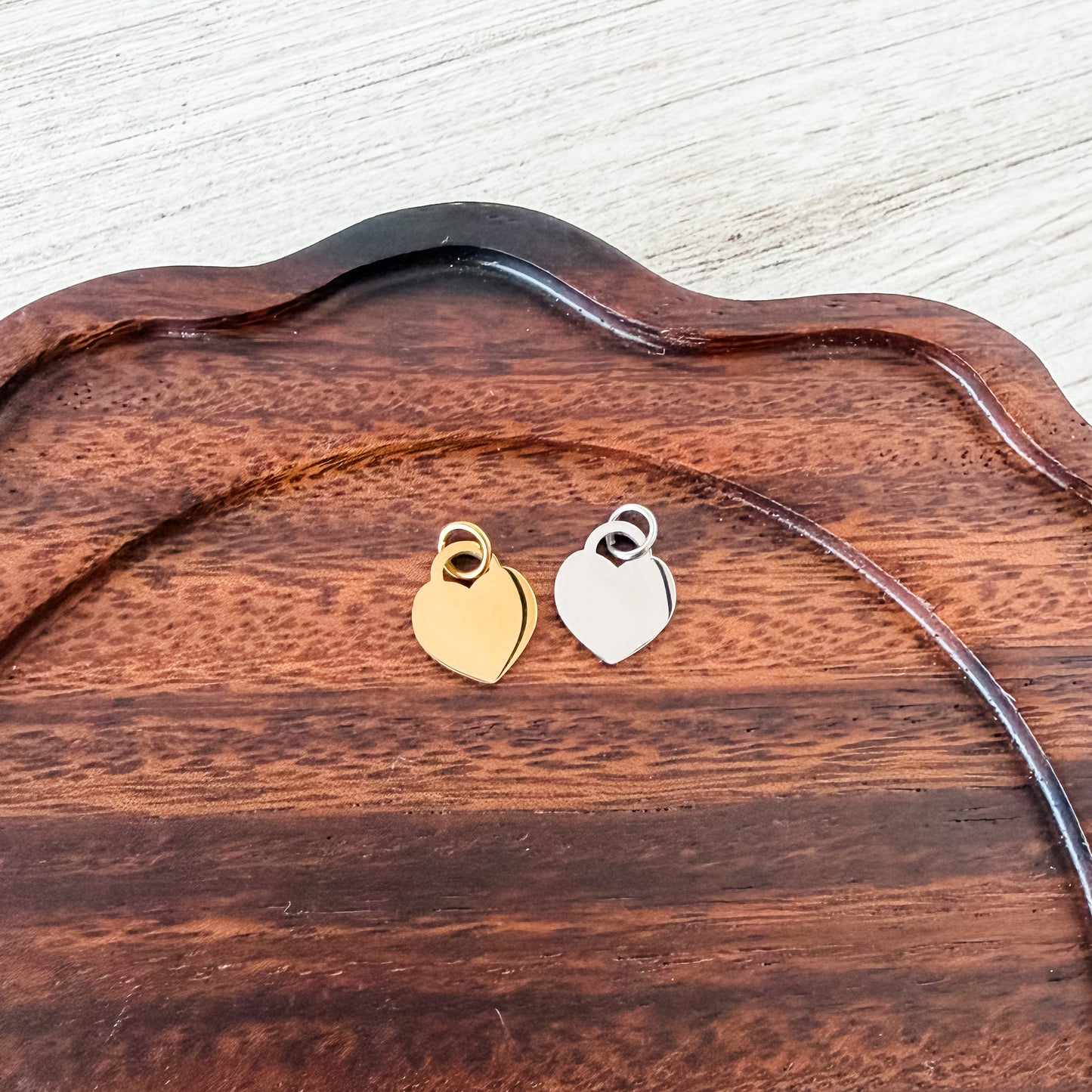 Petite Heart Lock Charms with Attached Jump Rings (Silver or Gold), 5 Total, Metal Blank #249