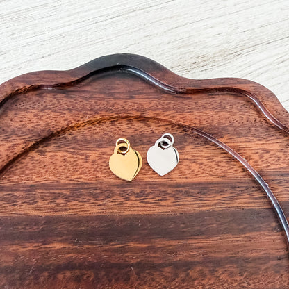 Petite Heart Lock Charms with Attached Jump Rings (Silver or Gold), 5 Total, Metal Blank #249