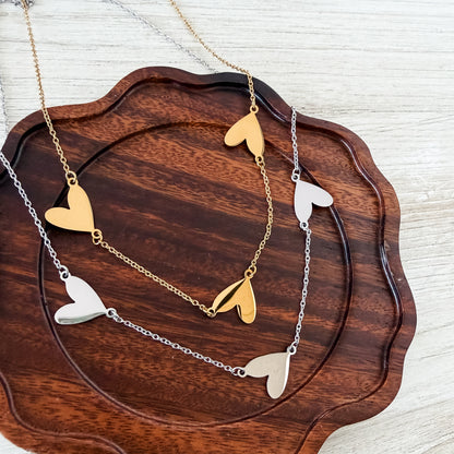 Connected Hearts Necklace (Silver or Gold), 1 Total, Metal Blank #254