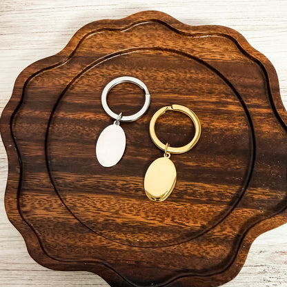 Oval Pendant Keychain (Silver or Gold), 1 Total, Metal Blank #261