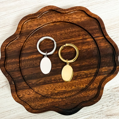 Oval Pendant Keychain (Silver or Gold), 1 Total, Metal Blank #261