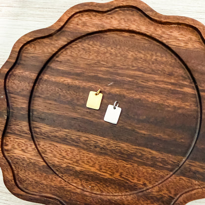 Petite Rectangle Charms with Attached Jump Rings (Silver or Gold), 5 Total, Metal Blank #262