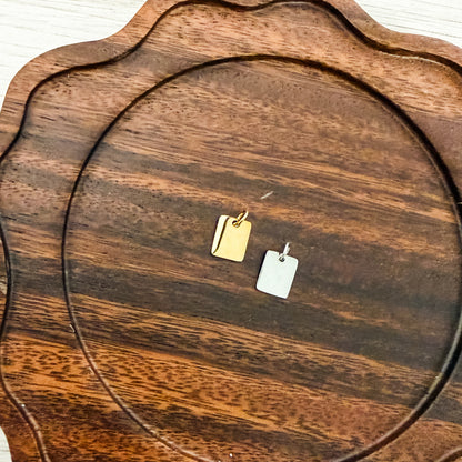 Petite Rectangle Charms with Attached Jump Rings (Silver or Gold), 5 Total, Metal Blank #262