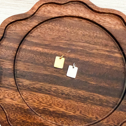Petite Rectangle Charms with Attached Jump Rings (Silver or Gold), 5 Total, Metal Blank #262