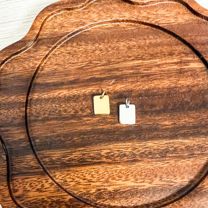 Petite Rectangle Charms with Attached Jump Rings (Silver or Gold), 5 Total, Metal Blank #262