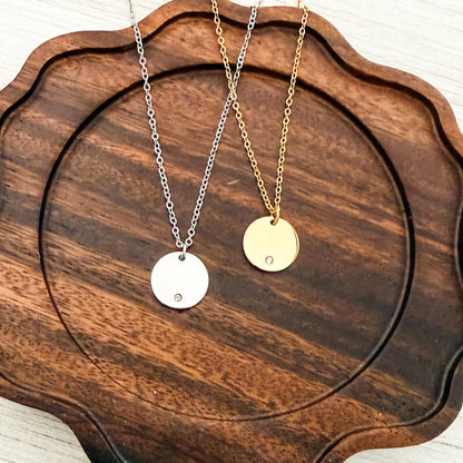 Luster Disc Necklace (Silver or Gold), 1 Total, Metal Blank #260