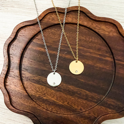 Luster Disc Necklace (Silver or Gold), 1 Total, Metal Blank #260