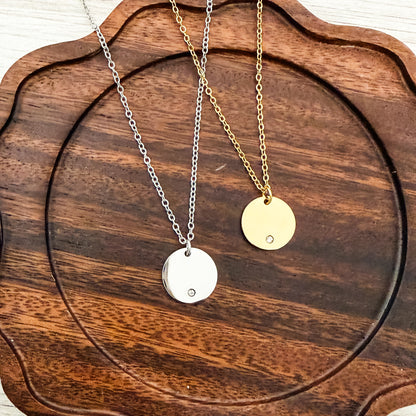 Luster Disc Necklace (Silver or Gold), 1 Total, Metal Blank #260