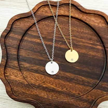 Luster Disc Necklace (Silver or Gold), 1 Total, Metal Blank #260