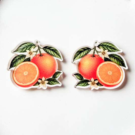 Orange Blossom Earring Blank (1 Pair), Acrylic Print & Cut, Laser Blank #75