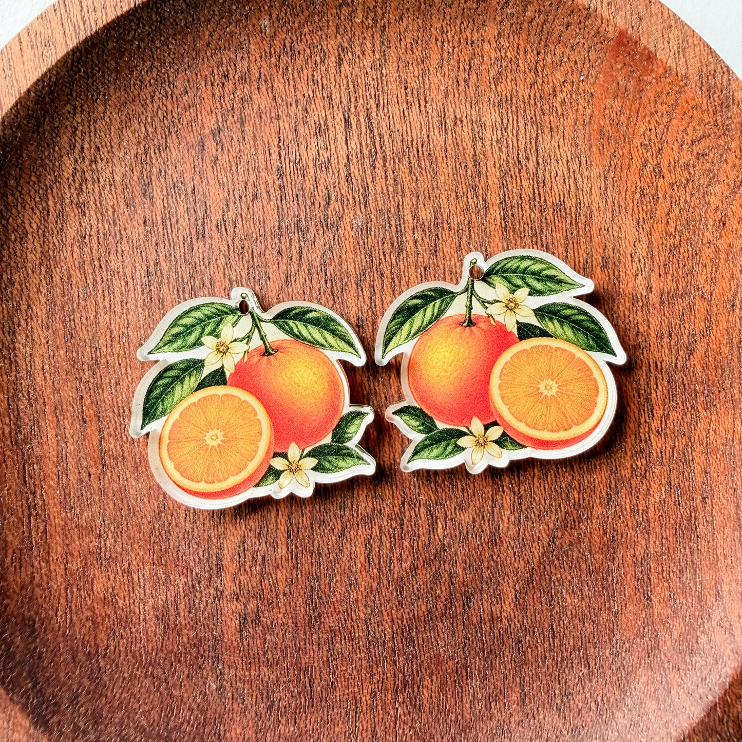 Orange Blossom Earring Blank (1 Pair), Acrylic Print & Cut, Laser Blank #75