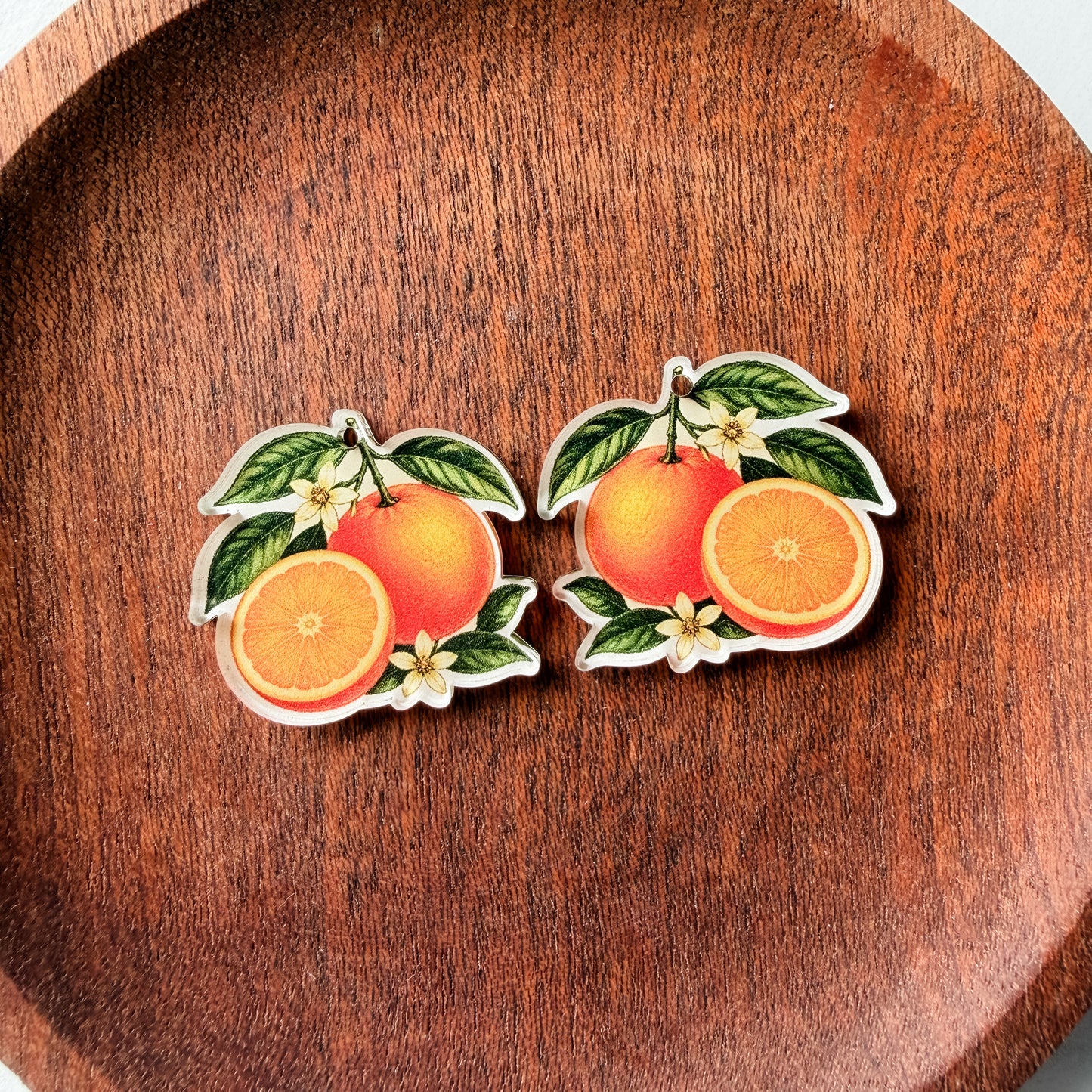 Orange Blossom Earring Blank (1 Pair), Acrylic Print & Cut, Laser Blank #75