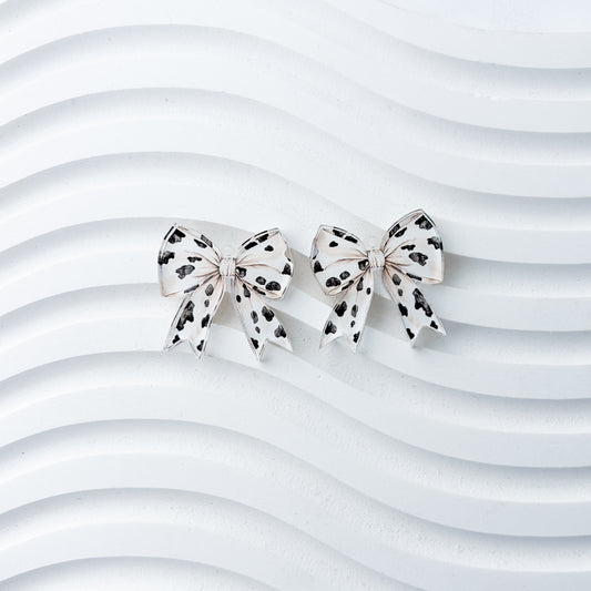 Petite Cow Print Bow Earring Blank (1 Pair), Acrylic Print & Cut, Laser Blank #68