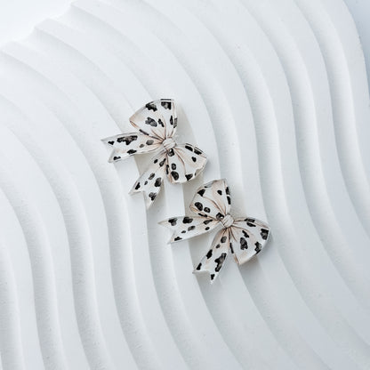 Petite Cow Print Bow Earring Blank (1 Pair), Acrylic Print & Cut, Laser Blank #68