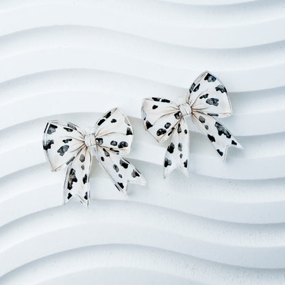 Petite Cow Print Bow Earring Blank (1 Pair), Acrylic Print & Cut, Laser Blank #68