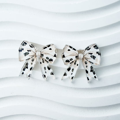 Petite Cow Print Bow Earring Blank (1 Pair), Acrylic Print & Cut, Laser Blank #68