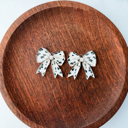 Petite Cow Print Bow Earring Blank (1 Pair), Acrylic Print & Cut, Laser Blank #68