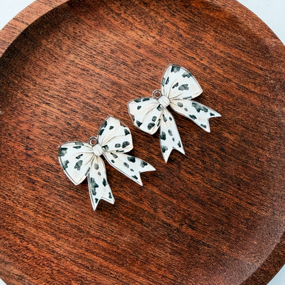 Petite Cow Print Bow Earring Blank (1 Pair), Acrylic Print & Cut, Laser Blank #68