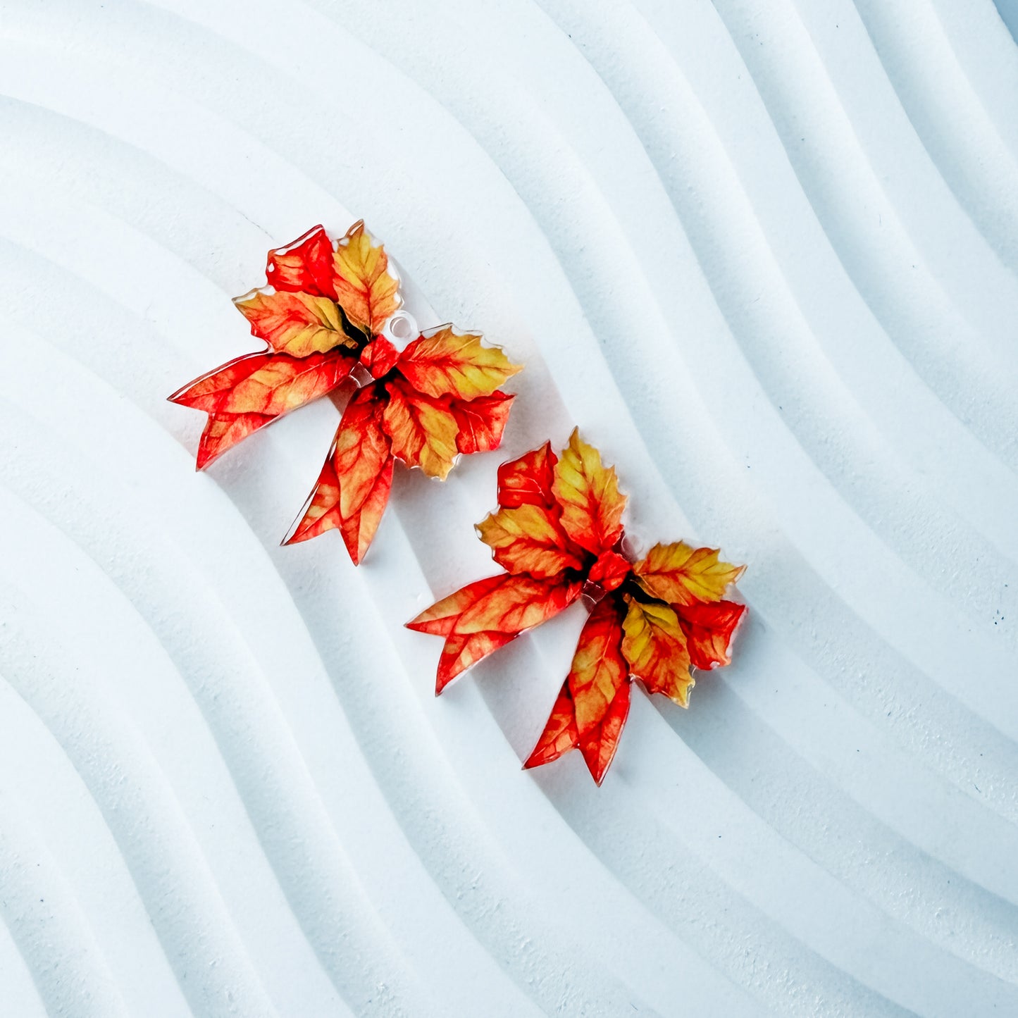 Petite Autumn Leaf Bow Earring Blank (1 Pair), Acrylic Print & Cut, Laser Blank #69