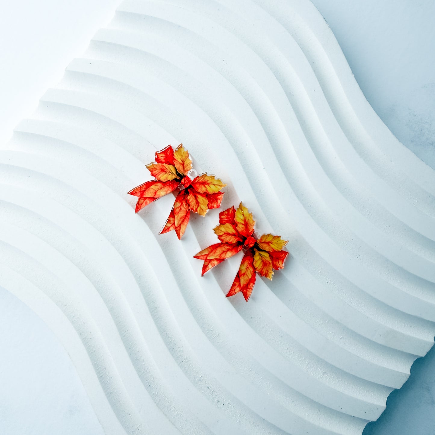 Petite Autumn Leaf Bow Earring Blank (1 Pair), Acrylic Print & Cut, Laser Blank #69