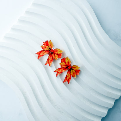 Petite Autumn Leaf Bow Earring Blank (1 Pair), Acrylic Print & Cut, Laser Blank #69