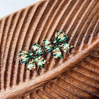 Petite Camo Bow Earring Blank (1 Pair), Acrylic Print & Cut, Laser Blank #72