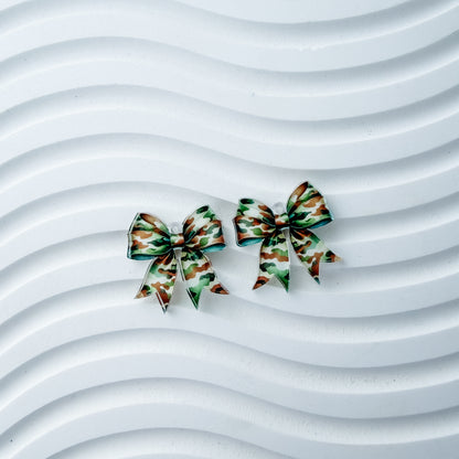 Petite Camo Bow Earring Blank (1 Pair), Acrylic Print & Cut, Laser Blank #72