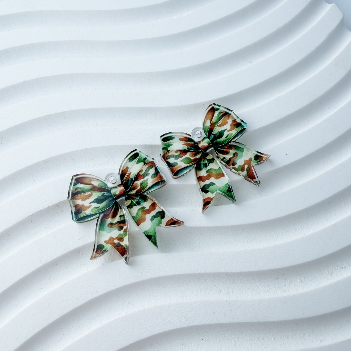 Petite Camo Bow Earring Blank (1 Pair), Acrylic Print & Cut, Laser Blank #72